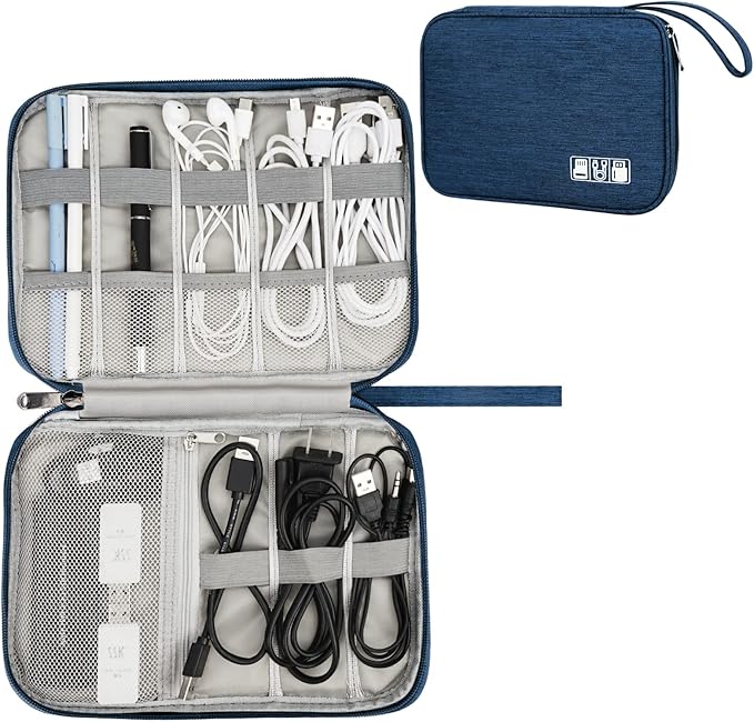 Electronic Organizer Travel Universal Cable Organizer Electronics Accessories Bag for Cable, Charger, Phone, USB, SD Card,1Pack