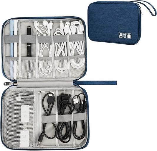 Electronic Organizer Travel Universal Cable Organizer Electronics Accessories Bag for Cable, Charger, Phone, USB, SD Card,1Pack