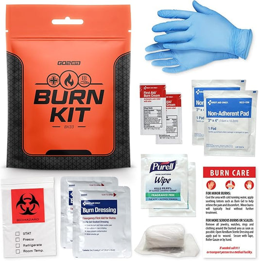 Advanced Burn Kit, Comprehensive Burn First Aid Kit with Dressings, Burn Cream & Gauze, Portable First Aid Kit for Home, Office, Car & Travel, 3-Pack (BK33)