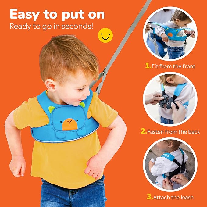 Trunki Toddler Leash - Fuss Free Toddler Walking Reins & Kids Safety Harness | Baby Leash for Kids – Bert Bear (Blue)