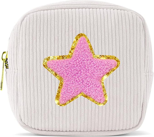 Pocmimut Makeup Bag,Teen Girl Gifts Trendy Stuff for 6 7 8 9 10 11 12 Year Old Girls,Initial Cosmetic Bag Gifts Graduation Teacher Gifts,Star