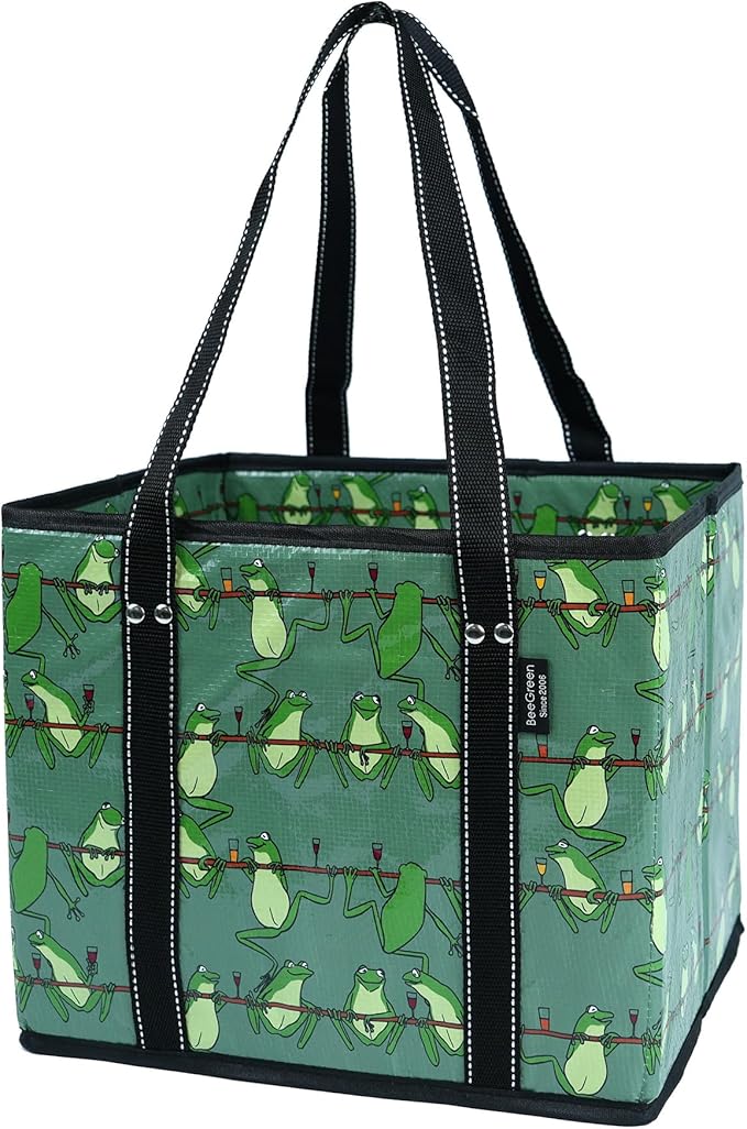 BeeGreen Large Waterproof Reusable Bags Christmas Heavy Duty Shopping Tote for Groceries Pool Gift with Webbing Handles