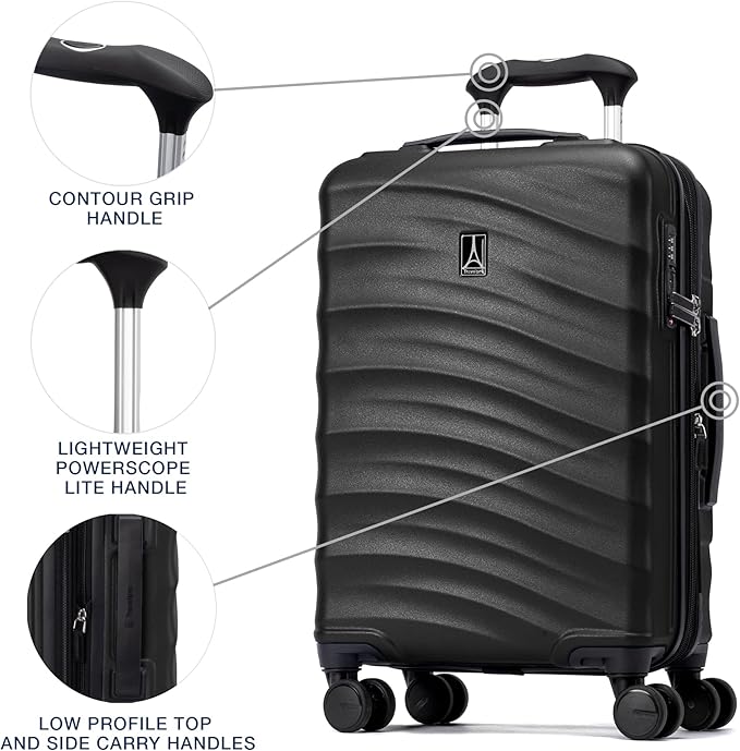 Travelpro Maxlite Air V2 Hardside Expandable Carry on Luggage, 8 Spinner Wheels, Lightweight Hard Shell Suitcase, TSA lock, Black, Compact Carry On 20-Inch