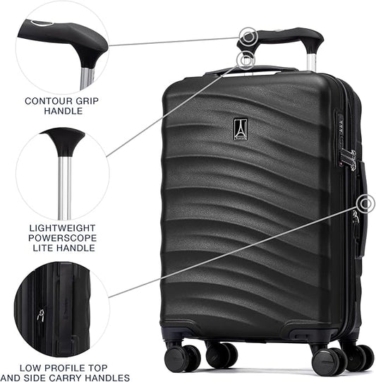 Travelpro Maxlite Air V2 Hardside Expandable Carry on Luggage, 8 Spinner Wheels, Lightweight Hard Shell Suitcase, TSA lock, Black, Compact Carry On 20-Inch