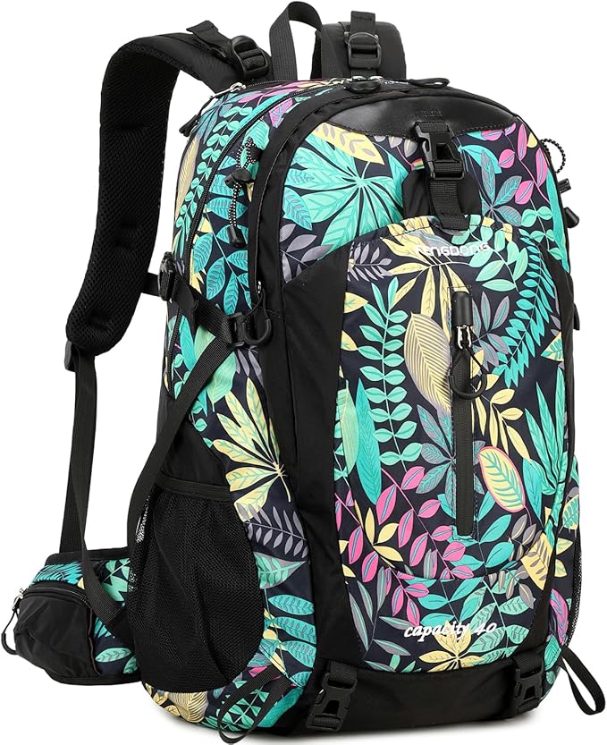 FENGDONG 40L Waterproof Lightweight Outdoor Daypack Hiking,Camping,Travel Backpack for Men Women Leaf