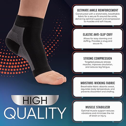 Compression Socks 20-30mmHg for Plantar Fasciitis, Achilles Tendonitis Relief - Ankle Compression Sleeve for Heel Spurs, Foot Swelling & Fatigue - Arch Support Brace for Everyday Use (1 Pair)