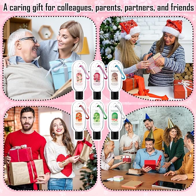 24 Pack Scented Hand Sanitizers Keychain Gift Bulk Travel Size White Hand Sanitizer Gel for Christmas Wedding Party Favors Treat Goodie Bag Stuffer Coworker Nurse Birthday Gifts