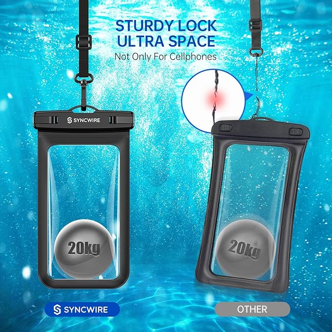 SYNCWIRE Waterproof Phone Pouch [2-Pack] - Universal IPX8 Waterproof Phone Case Dry Bag with Lanyard Compatible with iPhone 15 14 13 12 11 Pro XS MAX XR X Samsung S23 S22 S20 More Up to 7 Inches