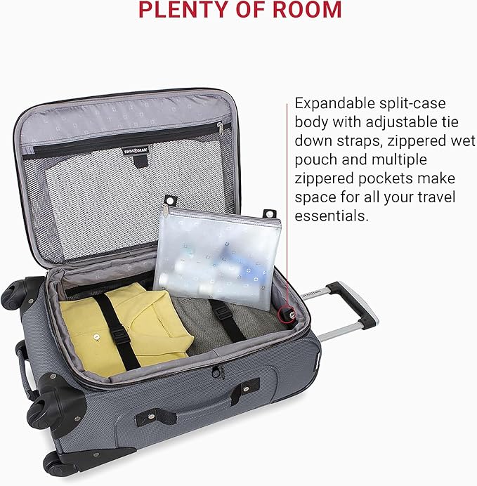 SwissGear Sion Softside Expandable Luggage, Dark Grey, 2-Piece Set (21/29)