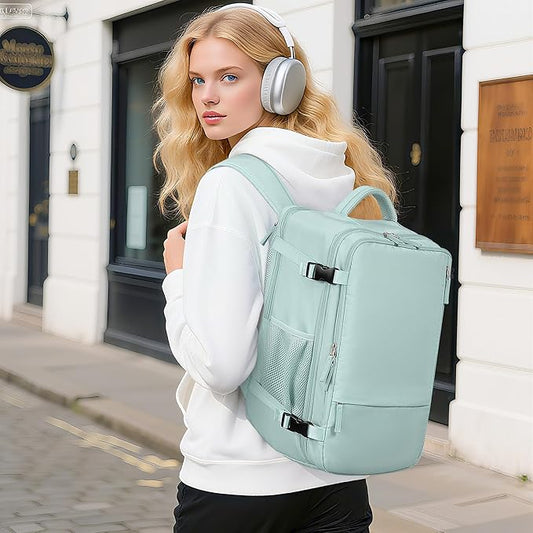 Beraliy Travel Backpack for Women, Airline Approved Bag, 16 inch Laptop Waterproof Hiking Backpack, Casual College Daypack, Weekender Bag, Mint Green