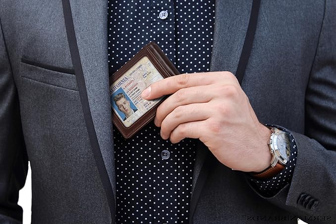 SERMAN BRANDS RFID Blocking Slim Bifold Genuine Leather Minimalist Front Pocket Wallets for Men with Money Clip Thin Gift