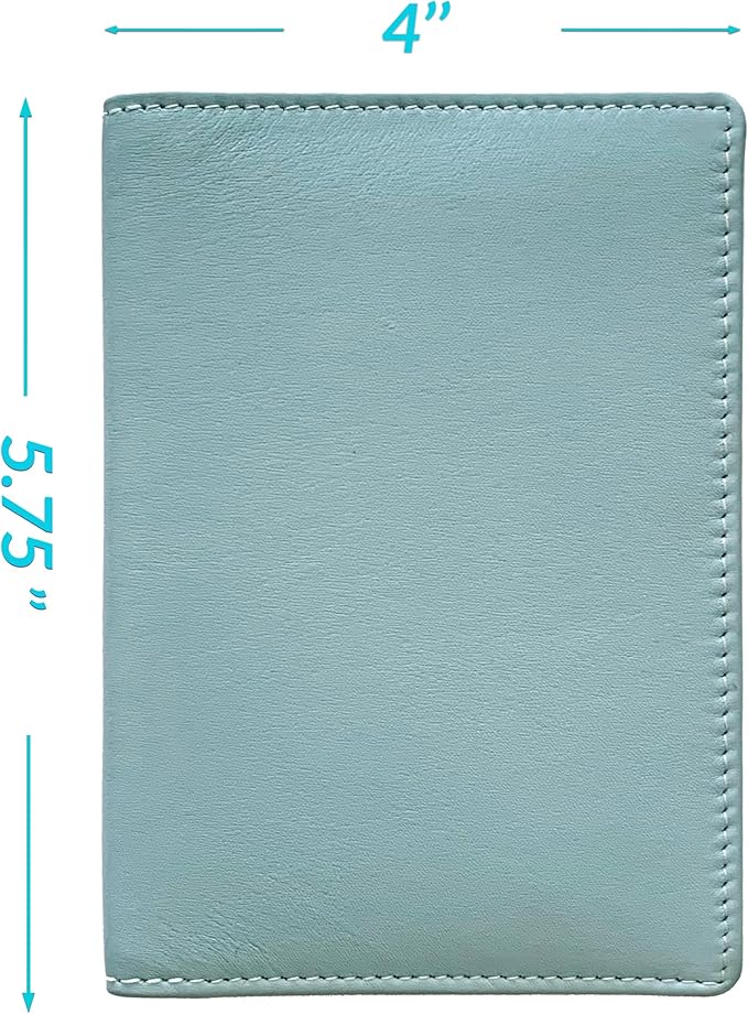 Personalized Monogrammed Chambray Leather RFID Passport Wallet and Luggage Tag