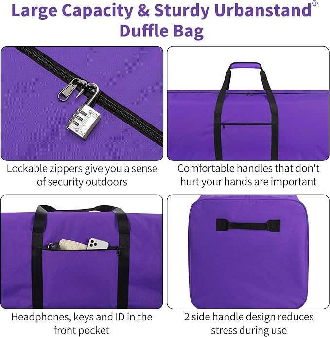 Urbanstand 48 Inch Travel Duffle Bag Extra Large Sport Equipment Duffel Bags with 2-way Lockable Zippers, Purple