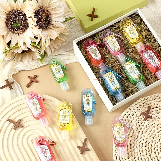 24 Pack Christian Hand Sanitizer Keychains Bible Verse Mini Hand Sanitizer Keychains Bulk Travel Size Christian Gift for Women Religious Gifts for Teacher Coworker Wedding Church Christmas Favors