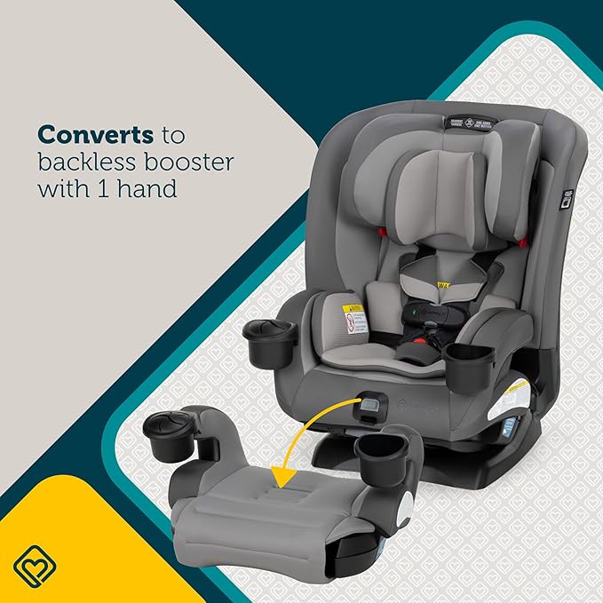 Safety 1st EverSlim 4-in-1 Convertible Car Seat, SecureTech Chest Clip, Ultra-Slim, 4-Mode Infant to Booster, Baby Car Seat, 5-100 lbs, Memory Foam, Office Space