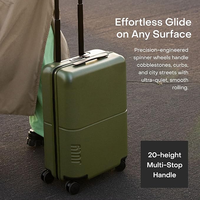 Carry On Essential - 20" Airline Approved Carry On Luggage with Wheels, Travel Suitcase for Men & Women - Premium Rolling Suitcase, TSA Lock, Polycarbonate Shell, Spinner Wheels - Moss