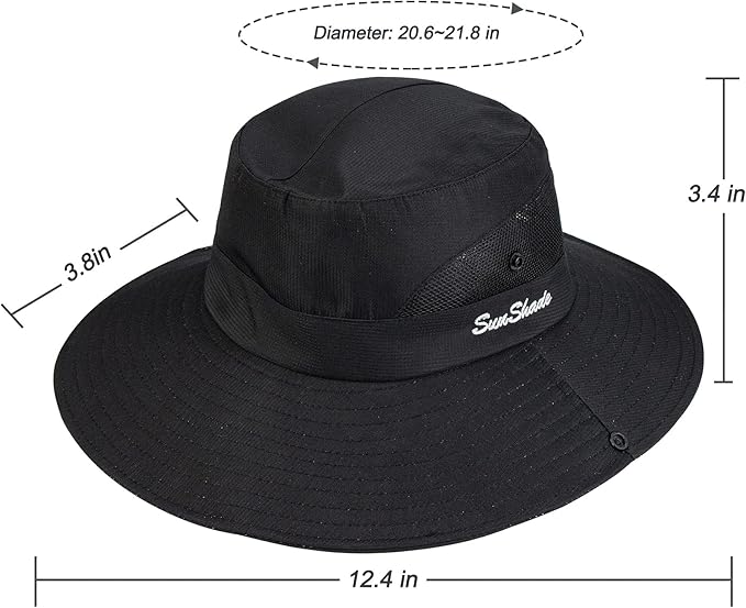 Women's Outdoor UV-Protection-Foldable Sun-Hats Mesh Wide-Brim Beach Fishing Hat with Ponytail-Hole