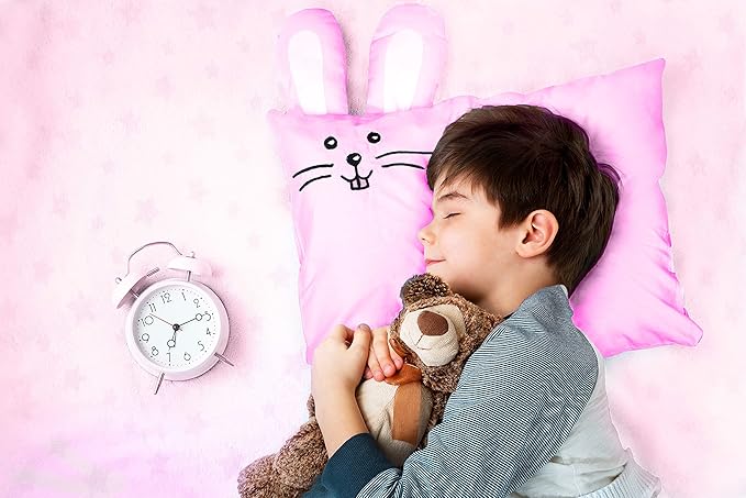 kinder Fluff Kids Pillow & Pillowcase Set 13x18in- 233T Cotton Pillow Covers & Down Alternative Pillow Fill - Hypoallergenic Kids Pillows for Small Children - Children & Travel Pillows Kid - Pink
