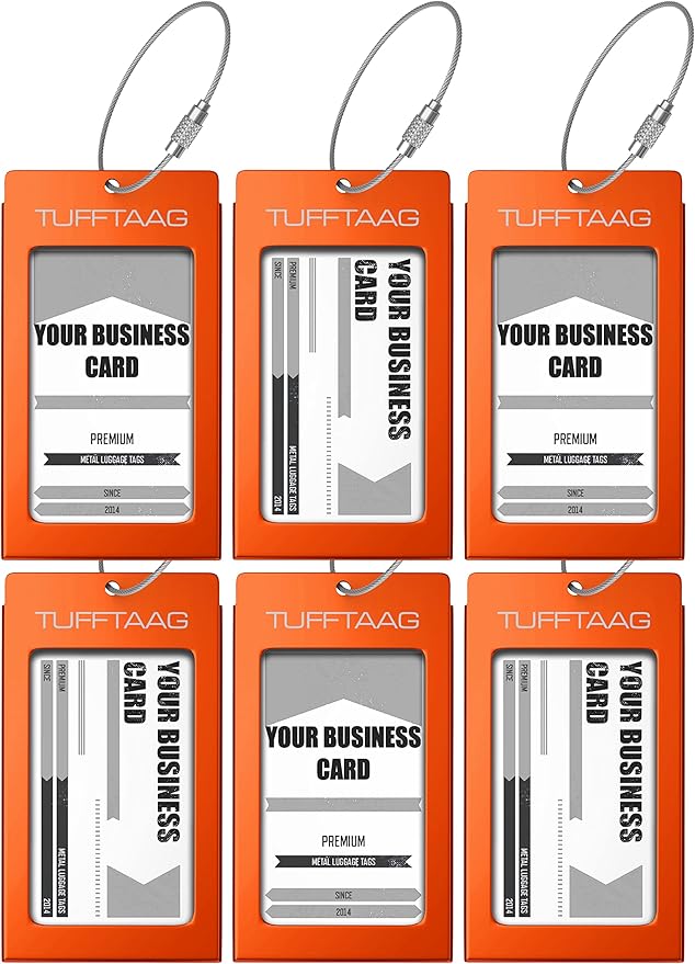 Luggage Tags Business Card Holder by TUFFTAAG - Durable Travel ID Bag Tag in Multiple Color Options, Perfect for Suitcases, Backpacks, and Carry-Ons, Easy Identification, Secure and Stylish