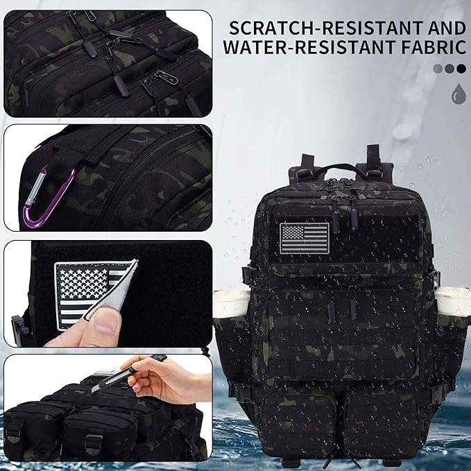 55L Tactical Backpack Heavy Duty Military Rucksack Molle Backpack 3 Day Assault Pack for Work Outdoors