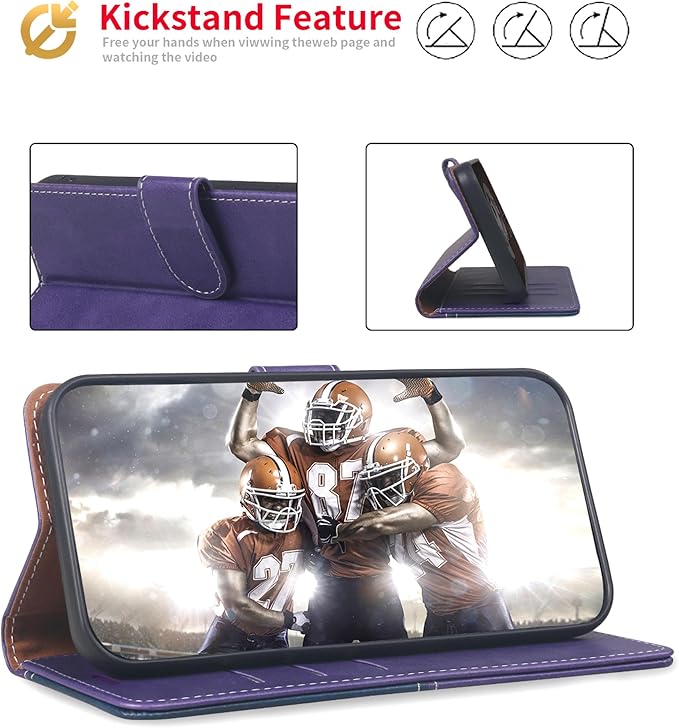CIVICASE for iPhone 17 Wallet Case,PU Leather Flip Case RFID Blocking Credit Card Holder Folio Magnetic Stand TPU Shockproof Cover Compatible with iPhone 17, Purple Blue