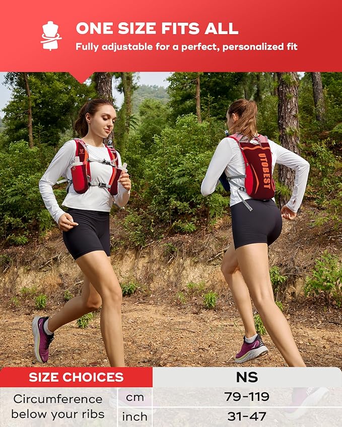 Running Vest, 5L Hydration Vest Lightweight, Breathable and Sweatproof Running Backpack, Adjustable Running Hydration Vest for Trail Running Marathon Race Jogging Cycling