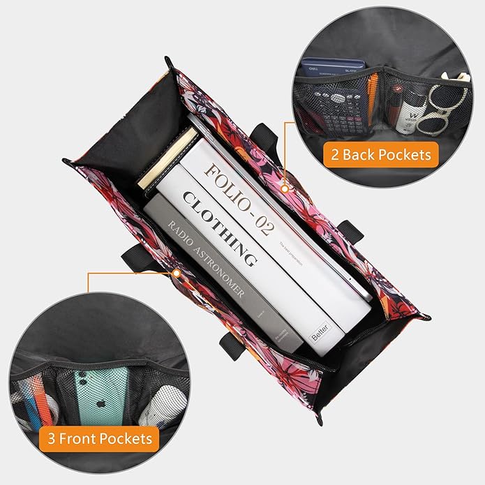 TOPDesign Utility Water Resistant Tote Bag with 13 Pockets, Top Zipper Closure & Thick Bottom Support, for Working Women