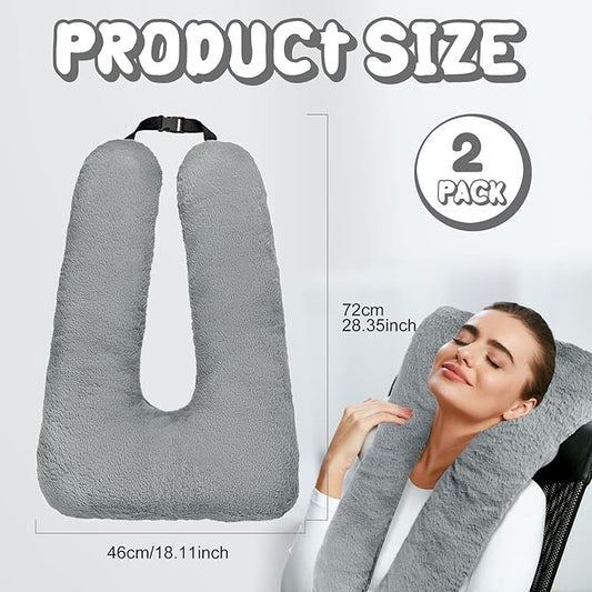 2 Pcs Travel Pillow Car Sleeping Kid Neck U Shaped for The Back Seat Adults Children Head and Body Support Long Distance Journey Accessories (Gray)