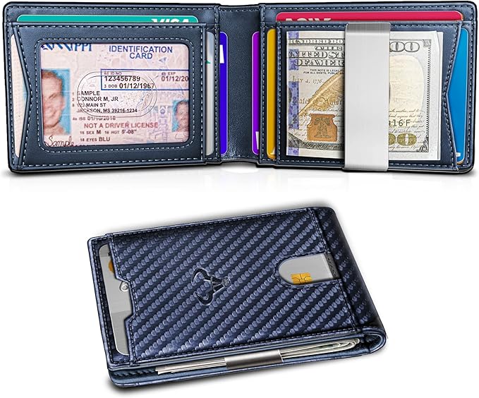 BULLIANT Men Wallet Airtag&Standard Use,Slim Front Pocket Wallet Money Clip for Gifg Men RFID Blocking 11Cards
