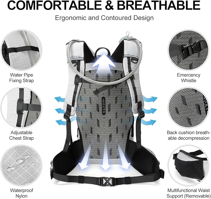 Hydration Backpack, 25L Hiking Backpack with 3L Water Bladder and Rain Cover, Hiking Water Backpack Men Women Lightweight Hydration Pack for Hiking, Cycling, Climbing, Camping