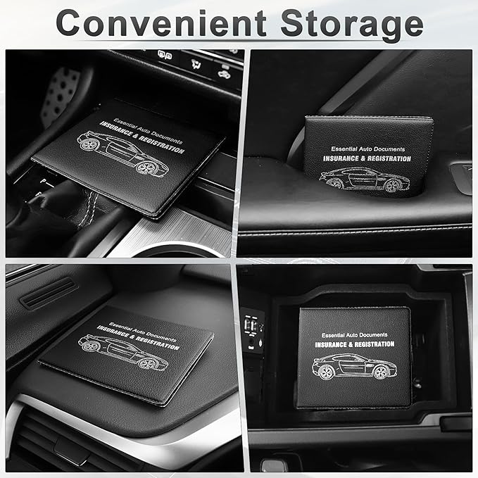 UYYE Car Registration and Insurance Card Holder, Vehicle Glove Box Car Organizer, Interior Car Accessories for Documents, Cards, License - 2 Pack