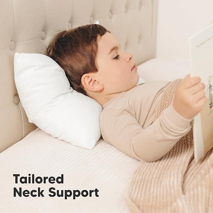 KeaBabies 2-Pack Toddler Pillow 14x20 - Soft Organic Cotton Kids Travel Bed Pillows for Sleeping, School, Nap, Machine Washable, Toddlers 2 to 5, Pillowcase Sold Separately (Soft White)