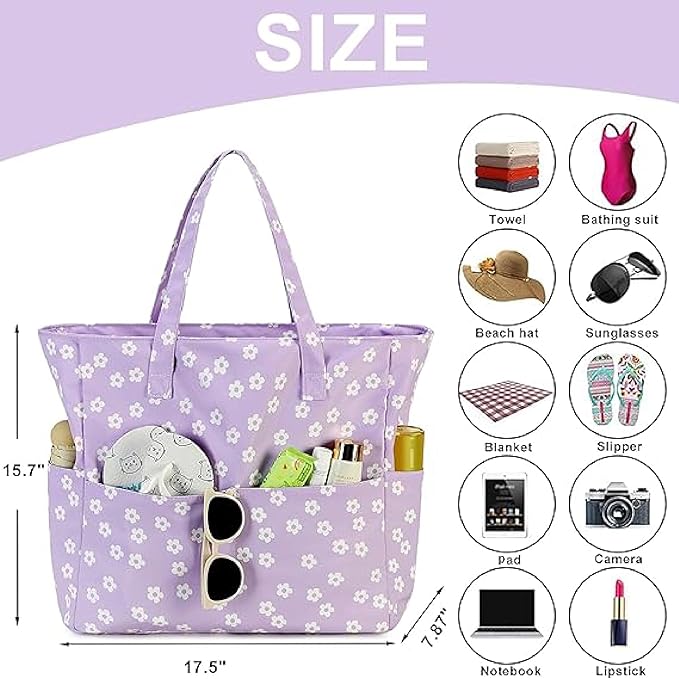 Bluboon Waterproof Beach Tote Pool Bags for Women Ladies Extra Large Carry On Bag With Wet Compartment for Weekender Travel