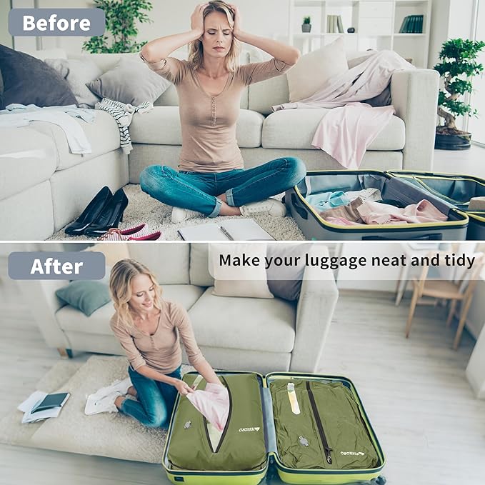 Vacuum Bag for Travel, Professional IPX8 Waterproof Reusable Vacuum Compression Bags for Travel Suitcases, Durable Space Saver Bag(1 Large,No Pump)