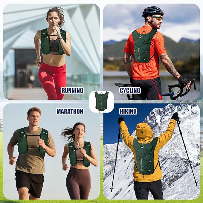 Running Vest for Women & Men, 6L Hydration Backpack with 2L Water Bladder, Lightweight Water Backpack for Trail Running, Marathon, Hiking, Cycling, Jogging, Adjustable Fit
