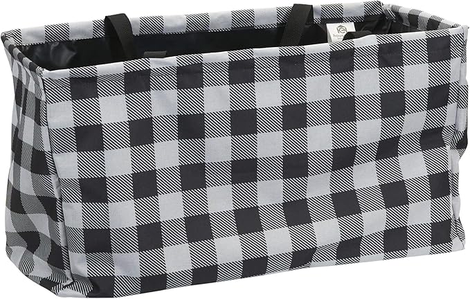 Household Essentials Black and White Plaid Krush Container All-Purpose Utility Tote