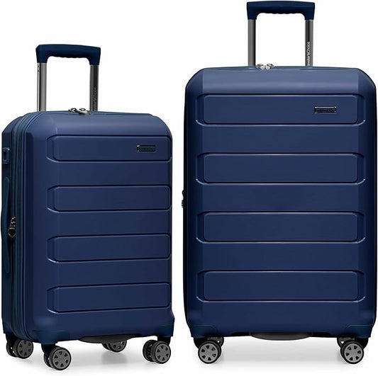 Traveler's Choice Pagosa Indestructible Hardshell Expandable Spinner Luggage, Navy, 2-Piece Set (22/26)