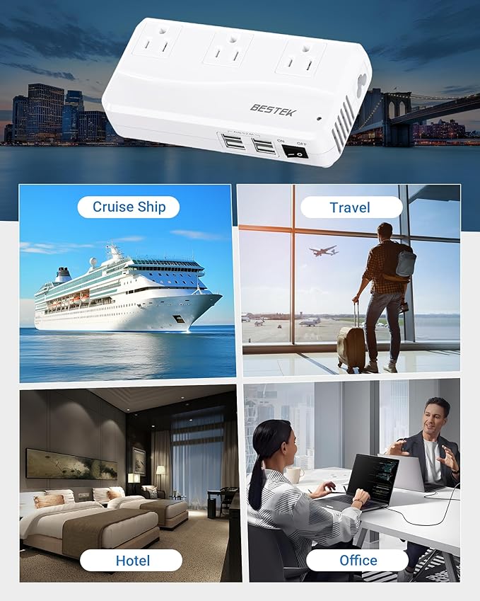 BESTEK 220v to 110v Voltage Converter, US to Europe Converter for Hair Straightener/Curling Iron, 250W Power Converter for European Travel, (EU/UK/AU/JP/India/South Africa Universal Plug Adapter)