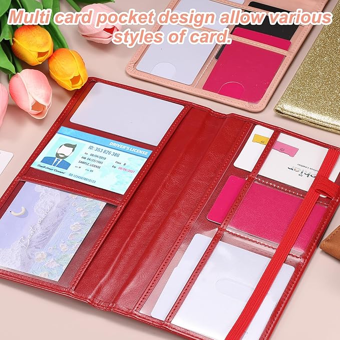 HARFINGTON Car Registration and Insurance Holder 9.45" x 5.04" PU Leather Vehicle Glove Box Organizer Storage Accessories Men Women Car ID Holder for License ID Card Bank Card, Gray