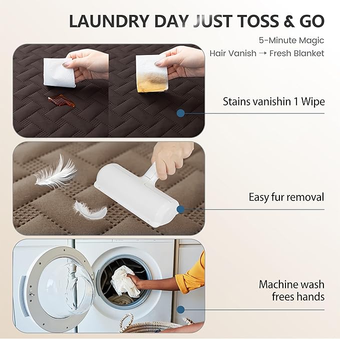 gogobunny 100% Double Sided Waterproof Dog Blanket Soft Pet Bed Cover Reversible Protect Furniture Couch Sofa Car for Puppy Cat (Dark Coffee/Light Coffee, 30x30 Inch (Pack of 1))