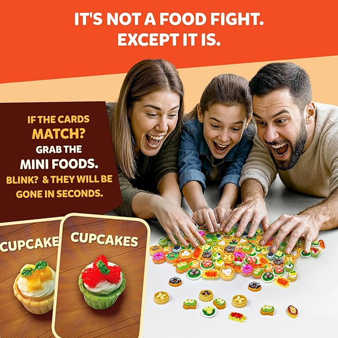 Gone in Seconds - Fast-Paced Mini Food Game for Kids, Teens & Adults, Quick Reflex Family & Party Board Game, Hilarious Food Grab Challenge, Replayable Fun, Gift for Ages 6, 7, 8 & Up, 2–5 Players