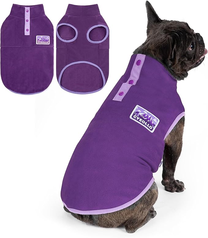 cyeollo Small Dog Sweater, Stretchy Soft Fleece Sweater Pullover Dog Vest Lightweight Turtleneck Warm Winter Doggie Clothes for Puppy Cats Apparel, Purple S