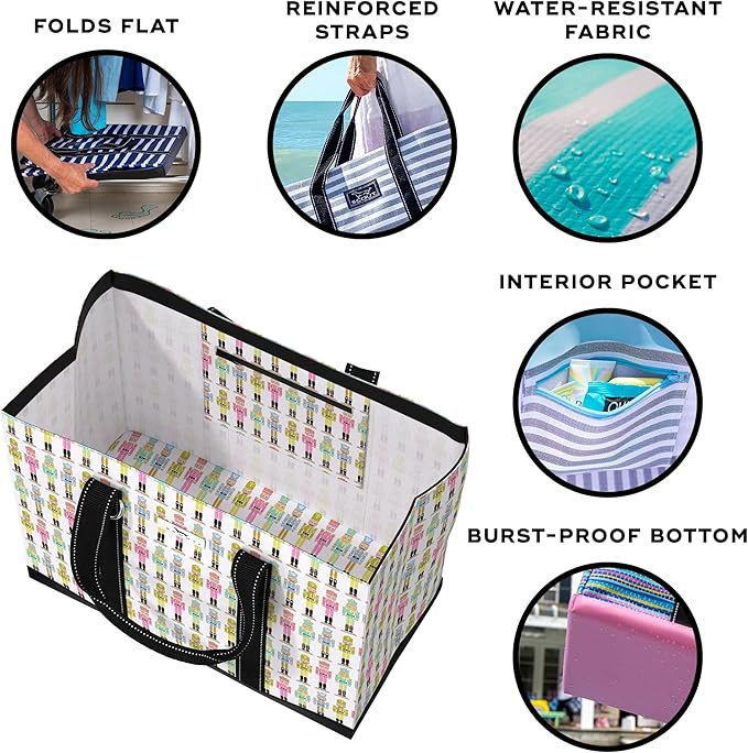 SCOUT Original Deano Tote Large - Durable Lightweight Open Top Beach, Pool & Lake Bag, Inside Zip Pocket, Folds Flat