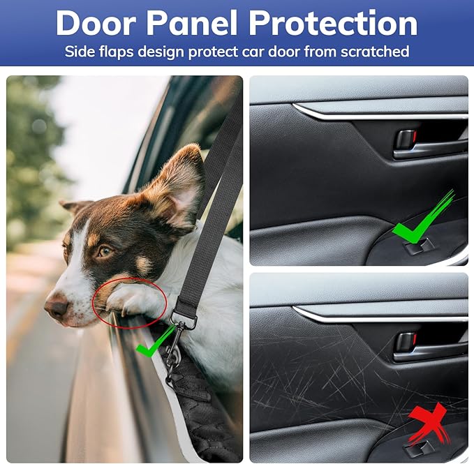 Mancro Truck Back Seat Pet Cover for Dogs, XXL Dog Hammock for Truck with Zipper Side Flap, Waterproof Floor Backseat Covers for Full Size Crew Cab Trucks with Fold Up Seats, for Ford F150 Accessories