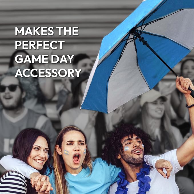 Topsy Turvy Compact Umbrella for Sports Games, Travel, Rain, UV Protection, & Everyday Use, Team Colors