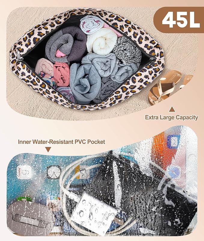 Extra Large Beach Bag Waterproof Beach Totes Bags for Women, Lightweight Foldable Pool Bag with Zipper Wet Compartment