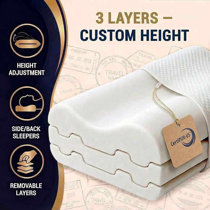 Royal Therapy Travel Memory Foam Cervical Pillow – Contour Pillow for Neck and Shoulder Pain