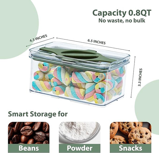 Prestoor 4-Pack Small Pantry Containers, 0.8 QT/0.76 L Clear SAN Food Storage Canisters with Twist-Lock Lids, Stackable for Sugar, Tea Bags, Seasoning, Nuts, Snacks(Sand)