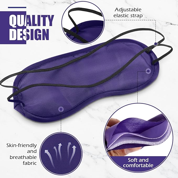 Tarpop 200 Pcs Eye Mask Sleeping Blindfold Eye Cover with Adjustable Strap for Games Party Team Building Travel Individually Wrapped Sleep Mask for Women Men (Purple)