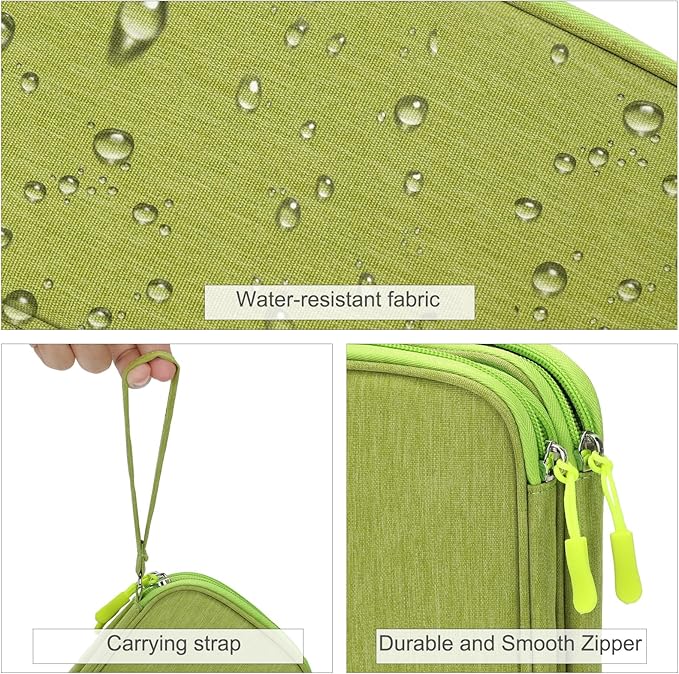 FYY Electronic Organizer, Travel Cable Organizer Bag Pouch Electronic Accessories Carry Case Portable Waterproof Double Layers Storage Bag for Cable, Cord, Charger, Phone, Earphone, Large Size, Green